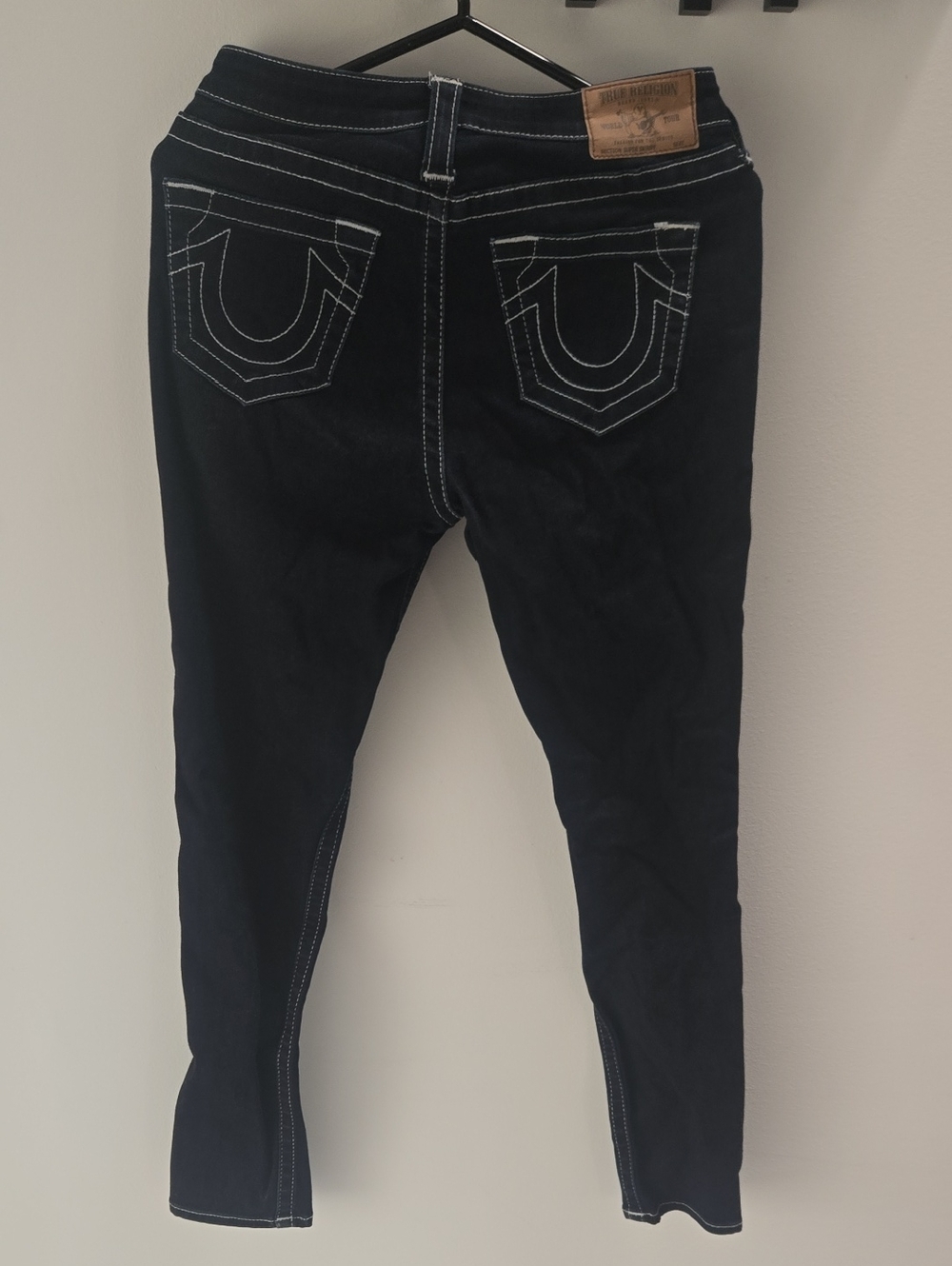 True Religion Black Skinny Jeans with White Contrast Stitching